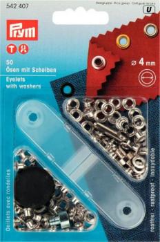 Prym Ösen und Scheiben Ø 4 mm Silberfarbig 542407